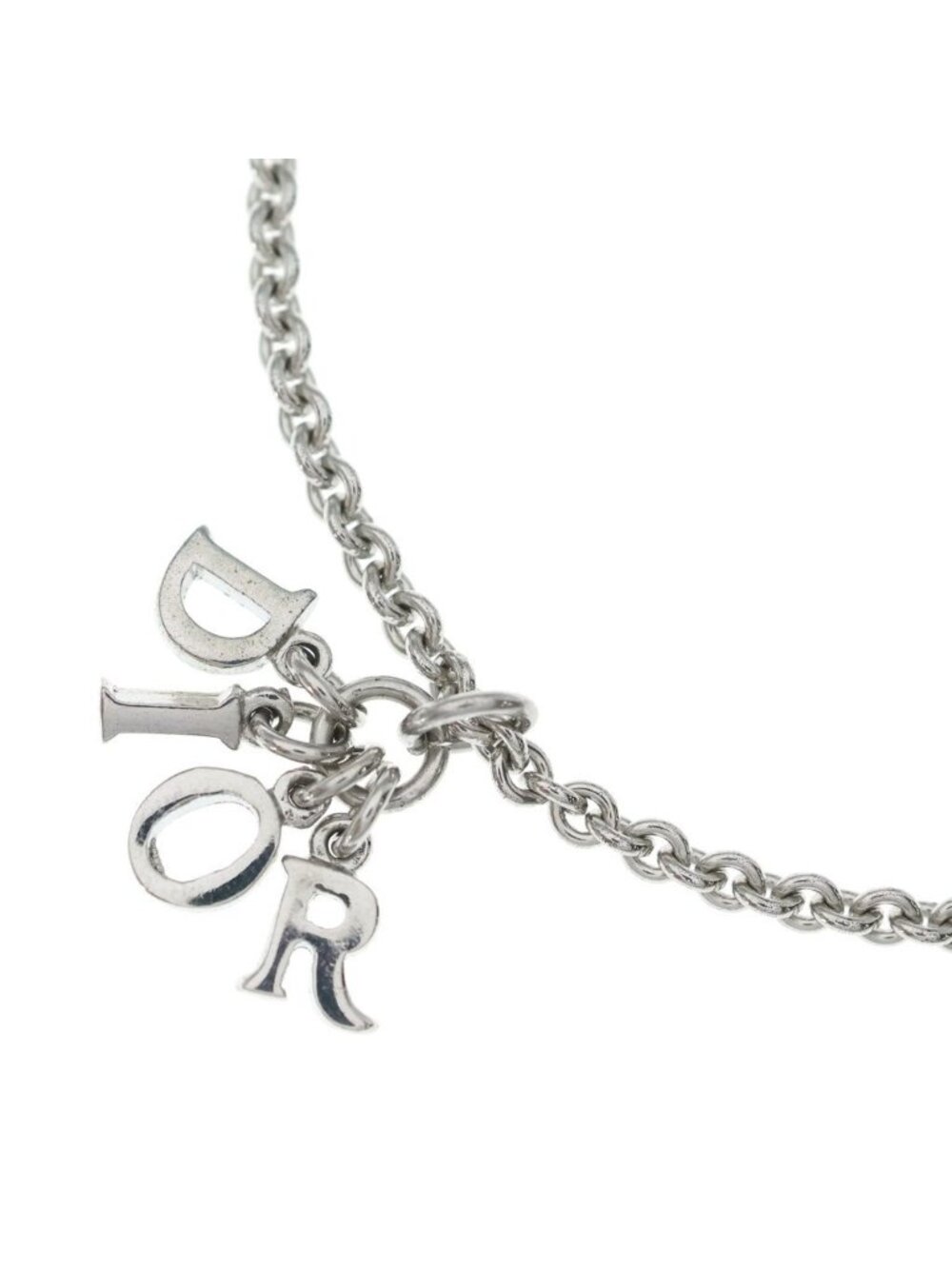 Dior CD Logo Charm Necklace Silver